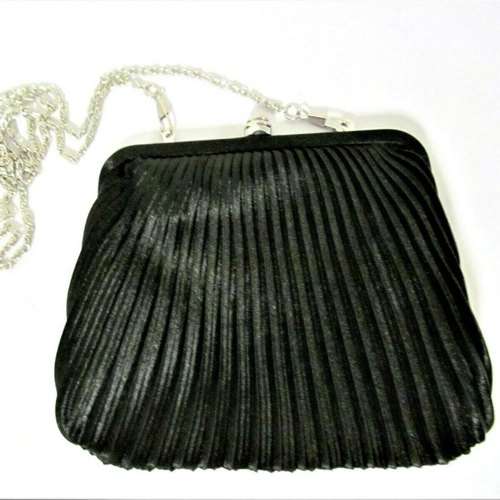 Jacqueline Ferrar Black Satin Small Evening Clutch